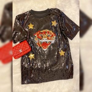 Glamorous Black Sequin Shirt Dress😍🔥🧨